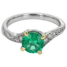 Afbeelding in Gallery-weergave laden, Rond Geslepen Smaragd ring in Bicolor 14K Goud – zijaanzicht