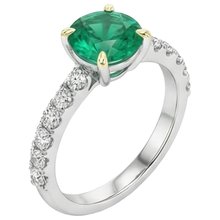 Afbeelding in Gallery-weergave laden, Gekleurde Steen Ring Bicolor 14K Goud met Fijne Smaragd – zijaanzicht