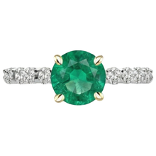Afbeelding in Gallery-weergave laden, Rond Geslepen Fijne Smaragd ring in Bicolor 14K Goud – profielaanzicht