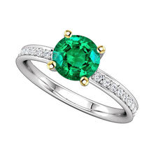 Afbeelding in Gallery-weergave laden, Rond Geslepen Smaragd ring in Bicolor 14K Goud – hoofdaanzicht