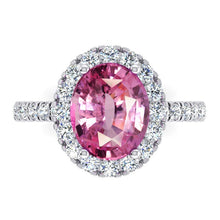 Afbeelding in Gallery-weergave laden, Roze Saffier Halo Diamanten Ring