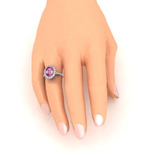 Afbeelding in Gallery-weergave laden, Roze Saffier Halo Diamanten Ring
