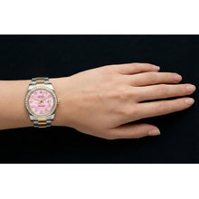 Afbeelding in Gallery-weergave laden, Roze parelmoer Natuurlijke echte diamant ( niet in het laboratorium gekweekt )en wijzerplaat 36 mm Rolex Datejust Two Tone horloge Oyster armband