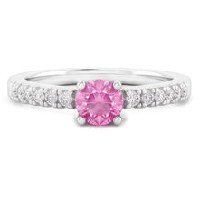Afbeelding in Gallery-weergave laden, Roze saffier en Natuurlijke echte diamanten ( niet in een laboratorium gekweekt ) ring 1,45 karaat edelsteen wit goud 14K