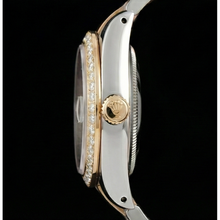 Afbeelding in Gallery-weergave laden, Roze parelmoer diamanten wijzerplaat 36 mm Rolex Datejust Two Tone horloge Oyster armband
