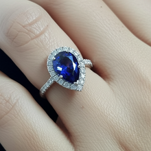 Afbeelding in Gallery-weergave laden, Saffier En Diamanten Ring
