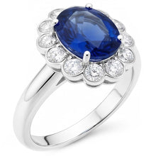 Afbeelding in Gallery-weergave laden, Saffier En Diamanten Verlovingsring