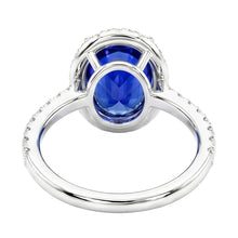 Afbeelding in Gallery-weergave laden, Saffier Verloving Ring Met Diamanten Halo