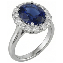 Afbeelding in Gallery-weergave laden, echte round saffier 8.50karaat ring zijaanzicht