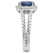 Afbeelding in Gallery-weergave laden, Saffier en Natuurlijke echte diamanten ( niet in een laboratorium gekweekt ) ovale fancy ring 1,55 karaat 14K witgoud