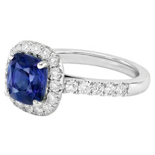 Afbeelding in Gallery-weergave laden, echte round saffier 3.50karaat ring close-up detail