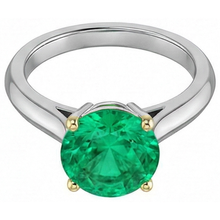 Afbeelding in Gallery-weergave laden, Smaragd Edelsteen Ring 3 karaat Bicolor 14K Goud – hoekaanzicht