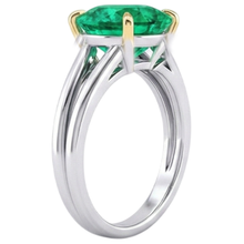 Afbeelding in Gallery-weergave laden, Fijne Smaragd Gekleurde Steen Ring 4-karaat 14 Karaat Tweekleurig Goud – profielaanzicht