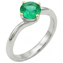 Afbeelding in Gallery-weergave laden, Edelsteen Ring Bicolor 14K Goud met Colombiaanse Smaragd – vooraanzicht