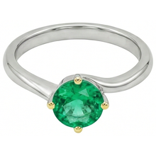 Afbeelding in Gallery-weergave laden, Edelsteen Ring Bicolor 14K Goud met Colombiaanse Smaragd – hoekaanzicht