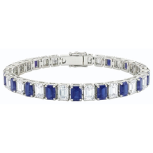 Afbeelding in Gallery-weergave laden, Smaragd Diamant Ceylon Saffier Tennis Armband Prong Set