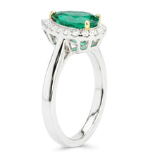 Afbeelding in Gallery-weergave laden, Smaragd Gekleurde Steen Ring – Tweekleurig 14K Goud 2 karaat