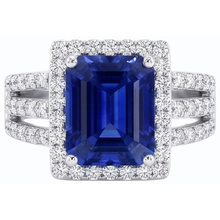 Afbeelding in Gallery-weergave laden, echte round saffier 5.50karaat ring zijaanzicht
