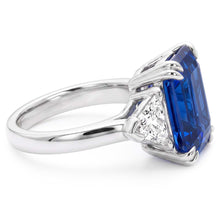 Afbeelding in Gallery-weergave laden, Smaragd Saffier Edelsteen Ring 4 Karaat Triljoen Diamanten 3 Steen Goud