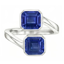 Afbeelding in Gallery-weergave laden, Smaragd Saffier Ring 2 stenen ring set 3 karaats gespleten schacht filigraan