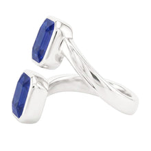 Afbeelding in Gallery-weergave laden, Smaragd Saffier Ring 2 stenen ring set 3 karaats gespleten schacht filigraan