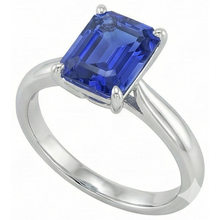 Afbeelding in Gallery-weergave laden, Smaragd Solitaire Blauwe Saffier Ring 2.50 Karaat Dames Sieraden