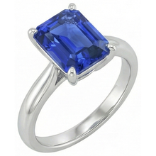 Afbeelding in Gallery-weergave laden, Smaragd Solitaire Blauwe Saffier Ring 2.50 Karaat Dames Sieraden