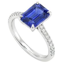 Afbeelding in Gallery-weergave laden, Smaragd Solitaire Ring met Accenten Blauwe Saffier & Diamant 4 Karaat