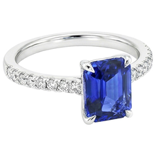 Afbeelding in Gallery-weergave laden, Smaragd Solitaire Ring met Accenten Blauwe Saffier & Diamant 4 Karaat