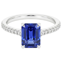 Afbeelding in Gallery-weergave laden, Smaragd Solitaire Ring met Accenten Blauwe Saffier & Diamant 4 Karaat