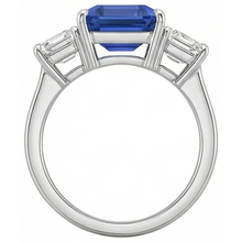 Afbeelding in Gallery-weergave laden, Smaragd drie stenen blauwe saffier ring 3 karaat gouden sieraden