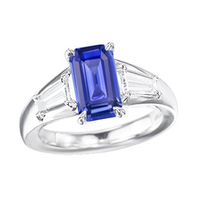 Afbeelding in Gallery-weergave laden, Smaragd Blauwe Saffier Verloving Ring Goud 14K