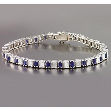 Afbeelding in Gallery-weergave laden, Smaragd Diamant Ceylon Saffier Tennis Armband Prong Set