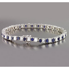 Afbeelding in Gallery-weergave laden, Smaragd Diamant Ceylon Saffier Tennis Armband Prong Set