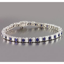 Afbeelding in Gallery-weergave laden, Smaragd Diamant Ceylon Saffier Tennis Armband Prong Set