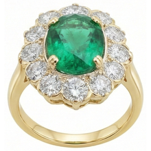 Afbeelding in Gallery-weergave laden, echte round smaragd 3.75karaat ring close-up detail