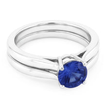 Afbeelding in Gallery-weergave laden, Solitaire 3 Karaats Ceylon Sapphire Ring Set 14K Nieuw