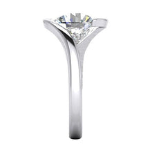 Afbeelding in Gallery-weergave laden, Solitaire 6 Ct Echt Diamanten Ring Open Zijaanzicht Kathedraal Instelling