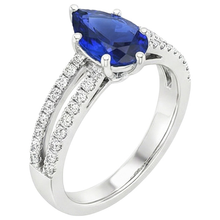 Afbeelding in Gallery-weergave laden, Solitaire Accenten Ring Dubbele Schacht Blauwe Saffier & Diamanten 4 Karaat
