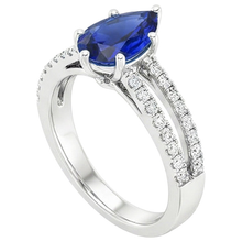 Afbeelding in Gallery-weergave laden, Solitaire Accenten Ring Dubbele Schacht Blauwe Saffier & Diamanten 4 Karaat