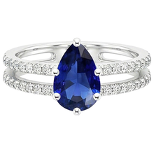 Afbeelding in Gallery-weergave laden, Solitaire Accenten Ring Dubbele Schacht Blauwe Saffier & Diamanten 4 Karaat