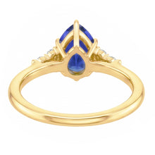 Afbeelding in Gallery-weergave laden, Solitaire Accenten Ring Peer Blauwe Saffier & Diamanten 3,50 Karaat