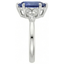 Afbeelding in Gallery-weergave laden, Solitaire Accenten Ring Peer Blauwe Saffier & Diamanten 4,75 Karaat