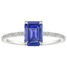 Afbeelding in Gallery-weergave laden, Solitaire Accenten Ring Smaragd Blauwe Saffier & Diamant 4 Karaat
