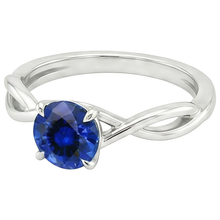Afbeelding in Gallery-weergave laden, Solitaire Blauwe Saffier Edelsteen Ring Twisted Shank Wit Goud 2 Karaat