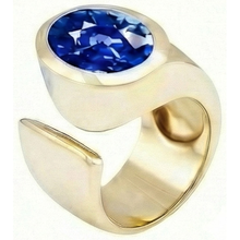 Afbeelding in Gallery-weergave laden, echte oval saffier 3karaat ring zijaanzicht
