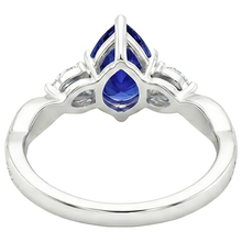 Afbeelding in Gallery-weergave laden, echte round saffier 4.50karaat ring close-up detail