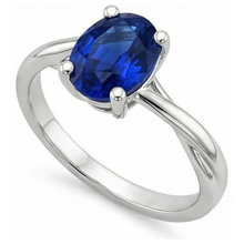 Afbeelding in Gallery-weergave laden, echte oval saffier 3karaat ring zijaanzicht