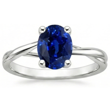 Afbeelding in Gallery-weergave laden, echte oval saffier 3karaat ring close-up detail