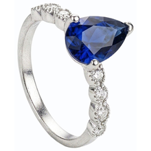 Afbeelding in Gallery-weergave laden, echte round saffier 3.50karaat ring close-up detail